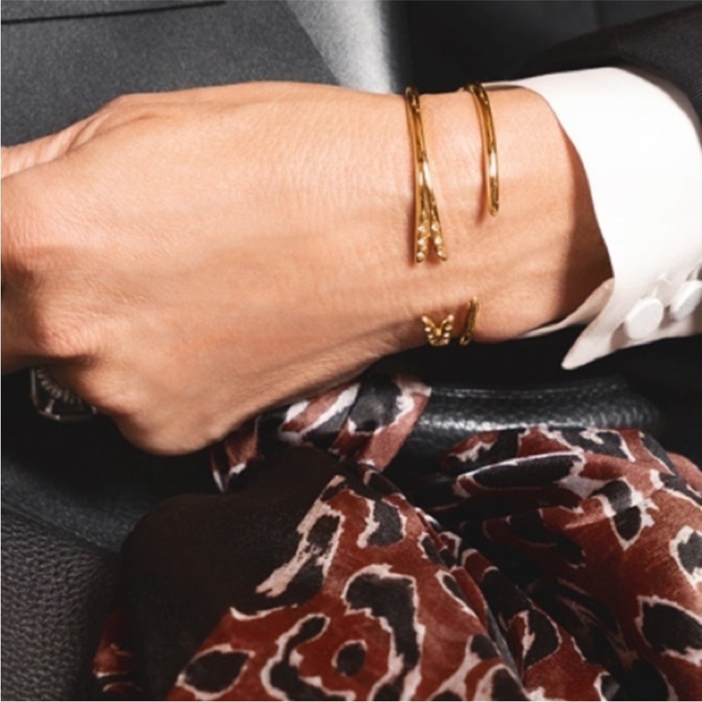 Michelle Campbell Gold Talon Bracelet Set  Gold Cuff Bangles Stackable Designer